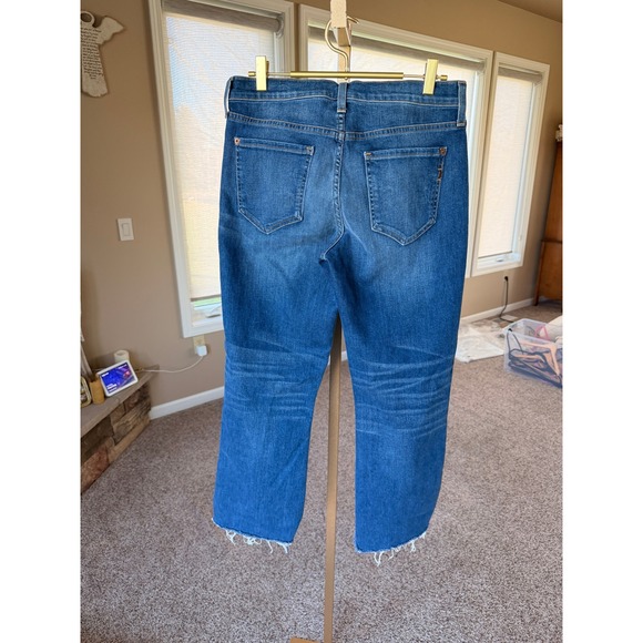 Genetic Los Angeles Hepburn High Rise Cropped Flare Jeans Medium Wash Raw Hem 29 - Picture 2 of 9